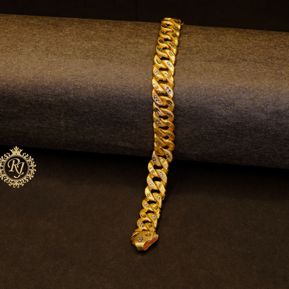 Gold-Plated Cuban Link Bracelet with Silver-Tone Detailing for Men | Premium Quality | Stylish Jewelry for Any Occasion ✨